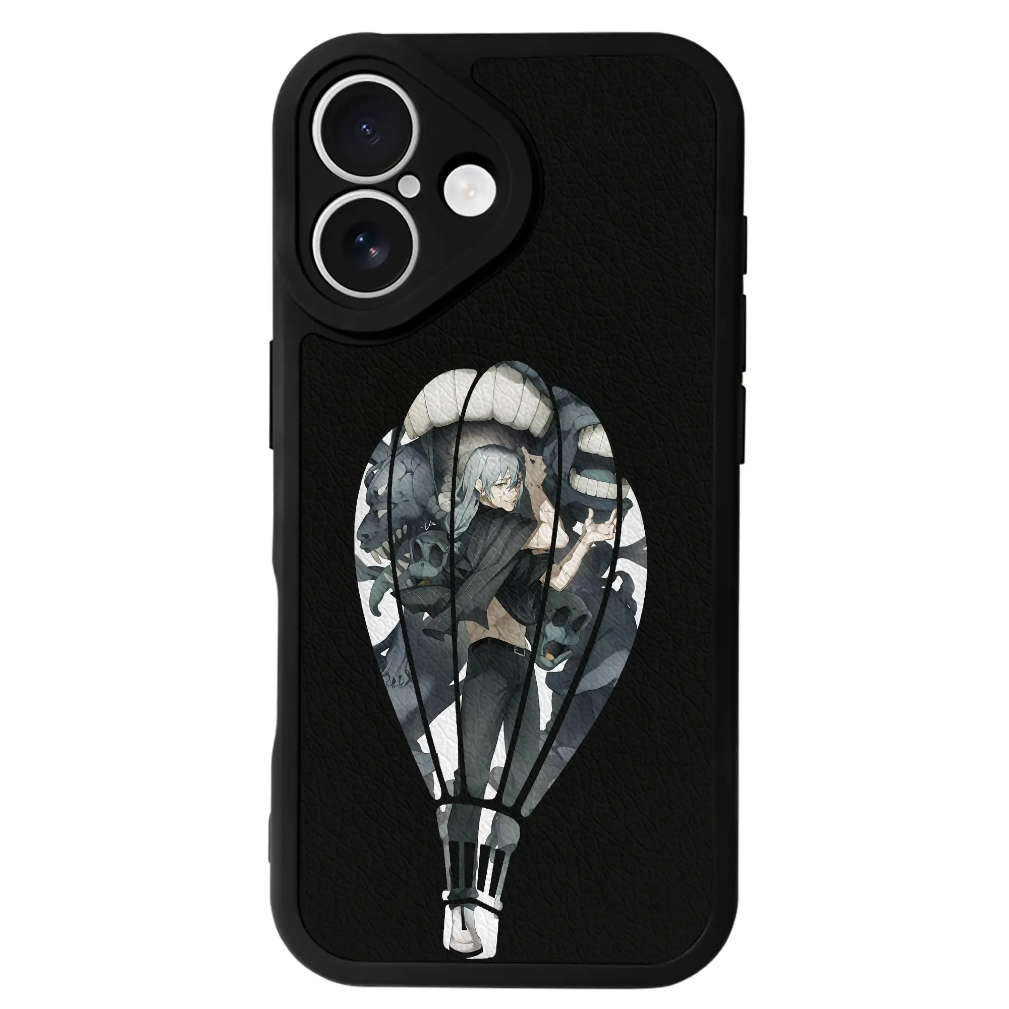 呪術廻戦 グッズ,真人 - IPhone 16シリーズ対応 ・ シリコンスマホケース ・ レザー調 ・ 高精度フィット ・ 耐衝撃 ・ ワイヤレス充電対応 ・ 精密カット